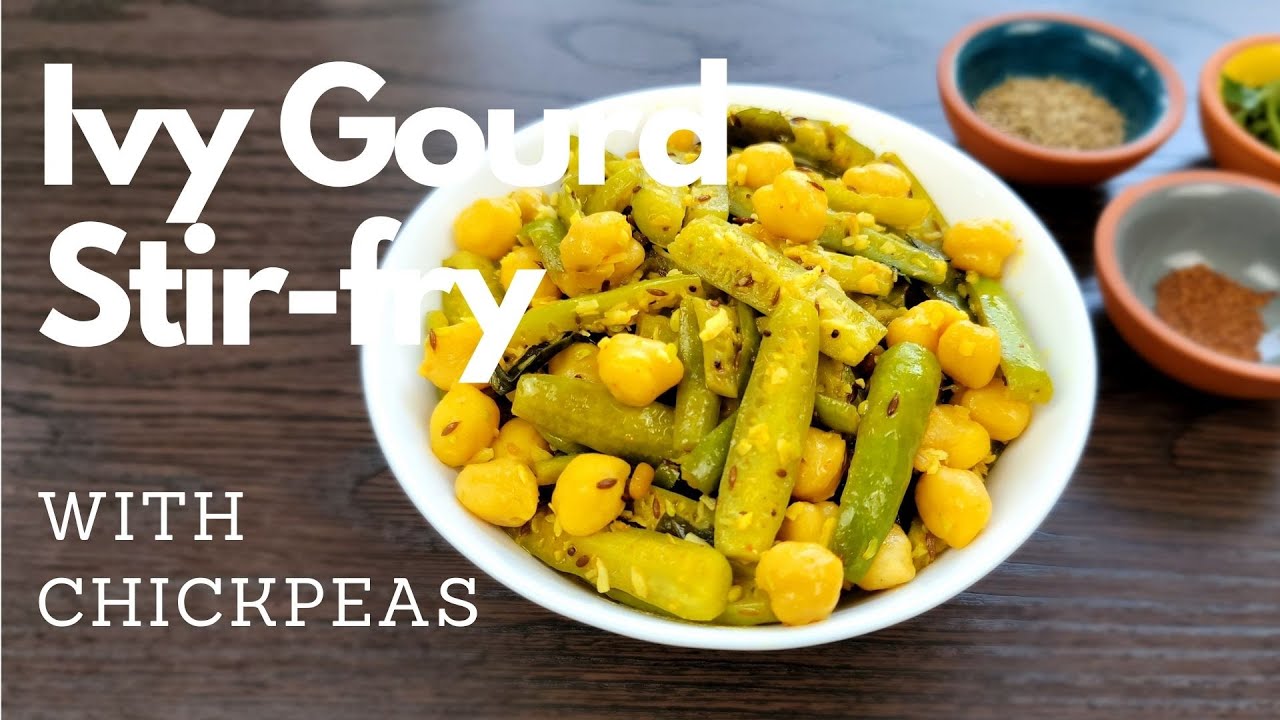 Ivy Gourd Stir-fry with Chickpeas | Tondekai Kabul Kadle Palya