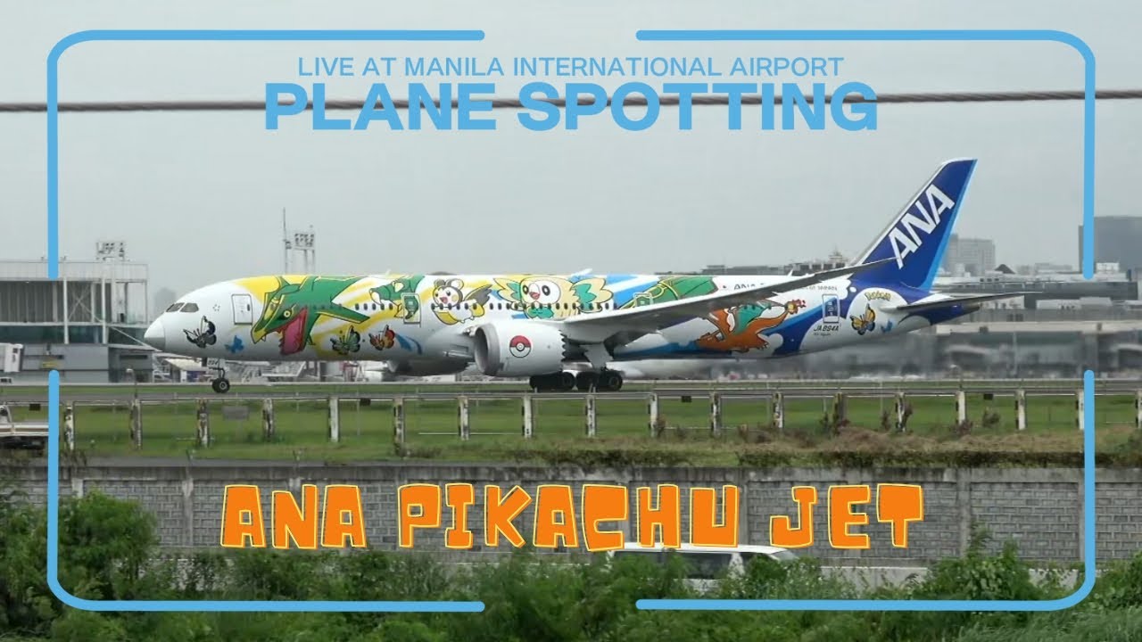 ANA Pikachu Jet B787-9 Takes-off in Manila! 🇯🇵⚡ Pok&eacute;mon Livery Spotted at NAIA