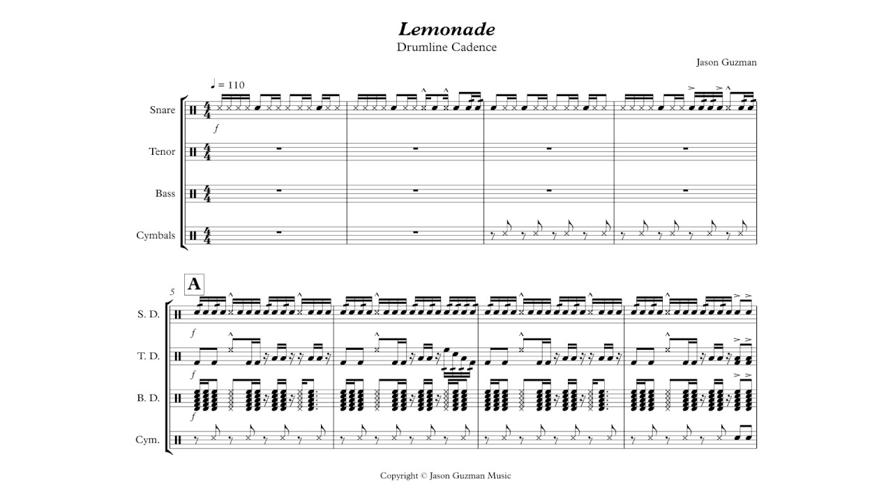 Lemonade - Drumline Cadence