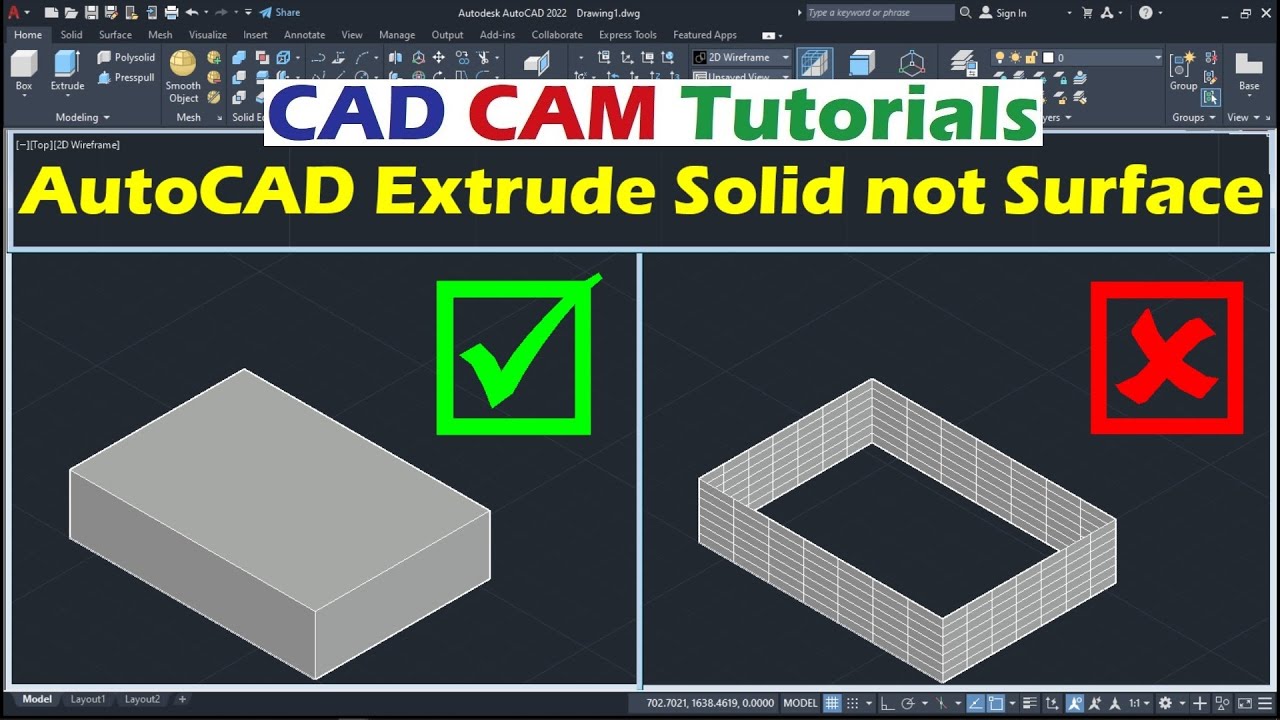 AutoCAD Extrude Solid not Surface