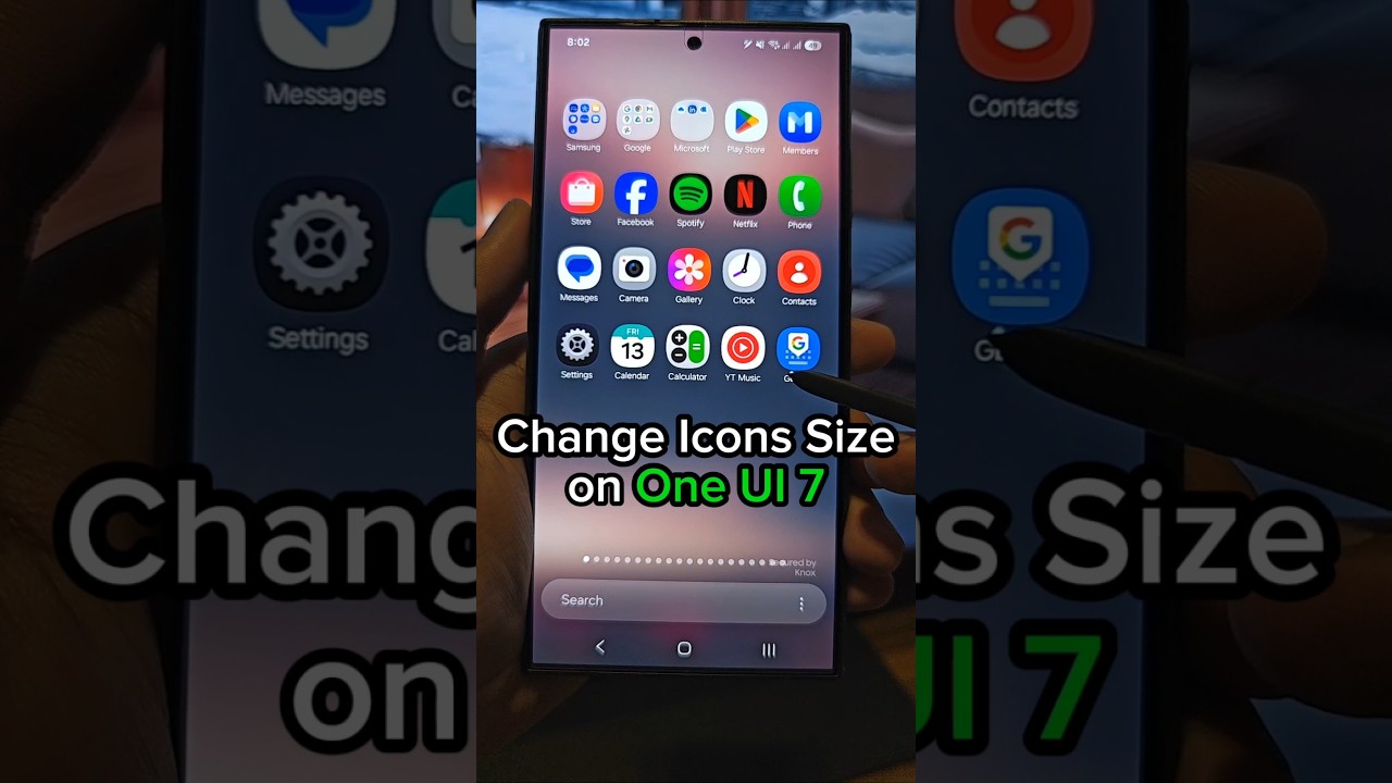 Change Icons Size on Samsung One UI 7.0 📱#fyp #foryou #samsunggalaxy #oneui7beta #oneui7 #s24ultra