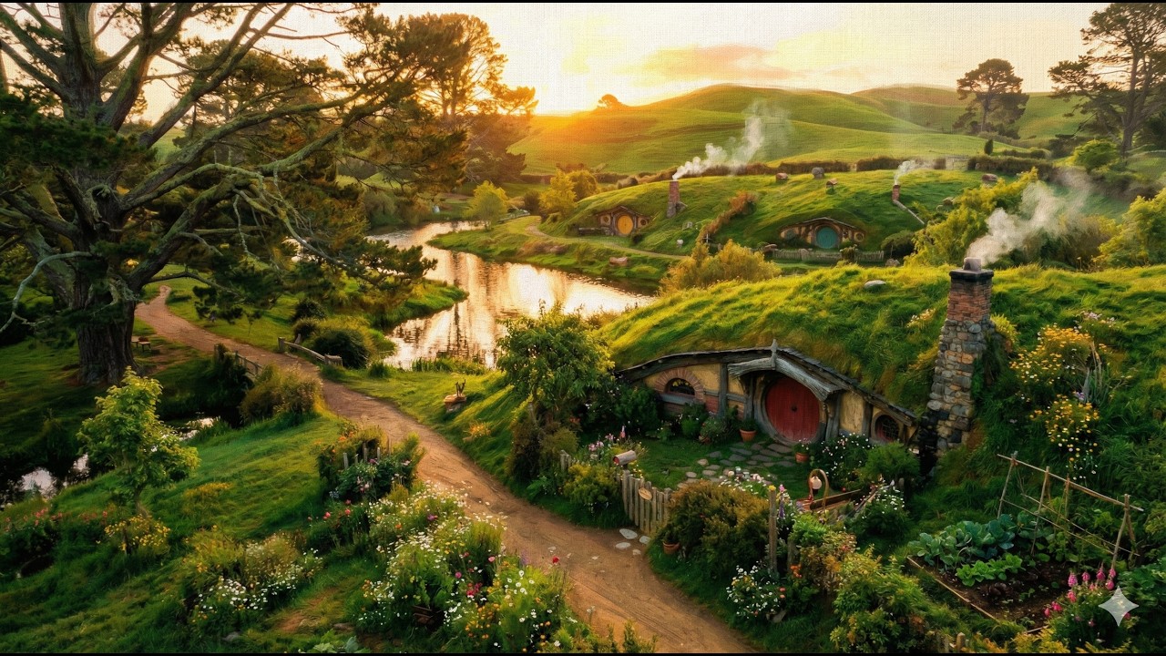 Working at Bag End | Hobbiton Sunset Ambience & Tavern Folk Music