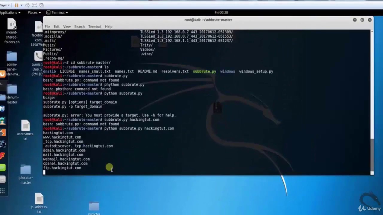 Video 13: subdomain bruteforcer SubBrute (P2) | Complete Hacking Tools in Kali Linux