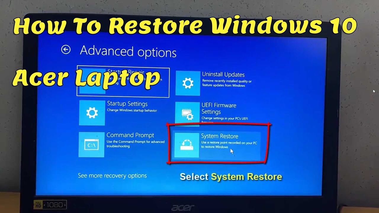 Как восстановить Windows 10 на ноутбуке Acer, если Windows не загружается