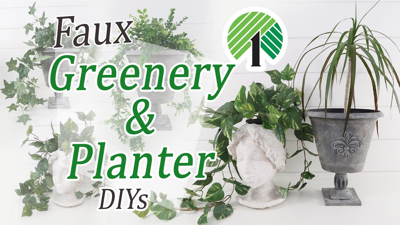 FAUX GREENERY & PLANTER DIYs / DOLLAR TREE GREENERY DIY