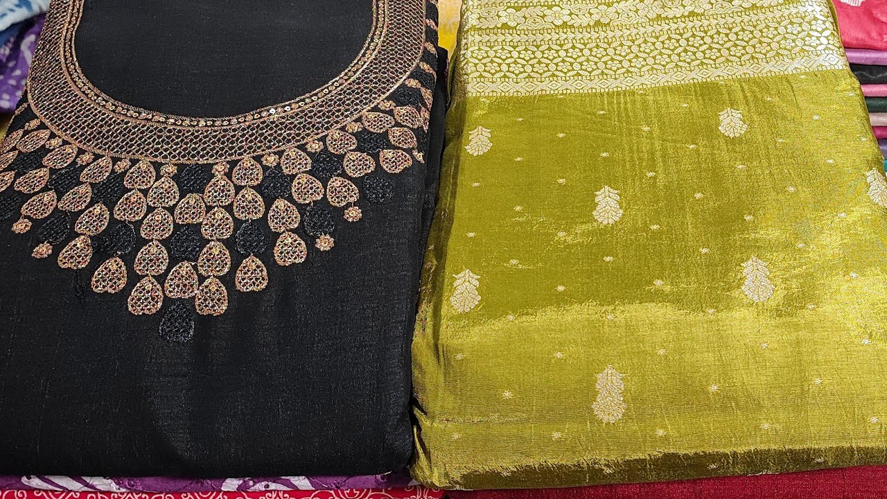 PREMIUM COTTON WITH PRINTED DUPATTA |PURE BANARASI SILK|TISSUE BANARASI SILK 