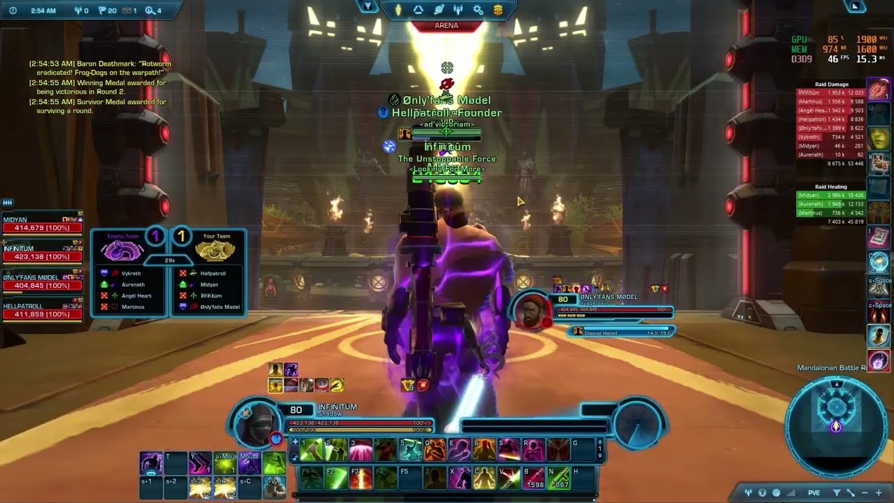 SWTOR PvP | Arena With Heal and Tank on Both Teams | Infiltration Shadow
