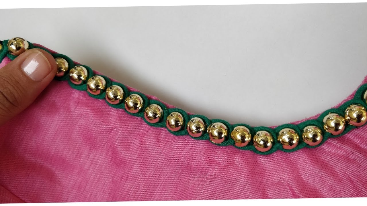 Very easy and stylish beaded neckline making step by step