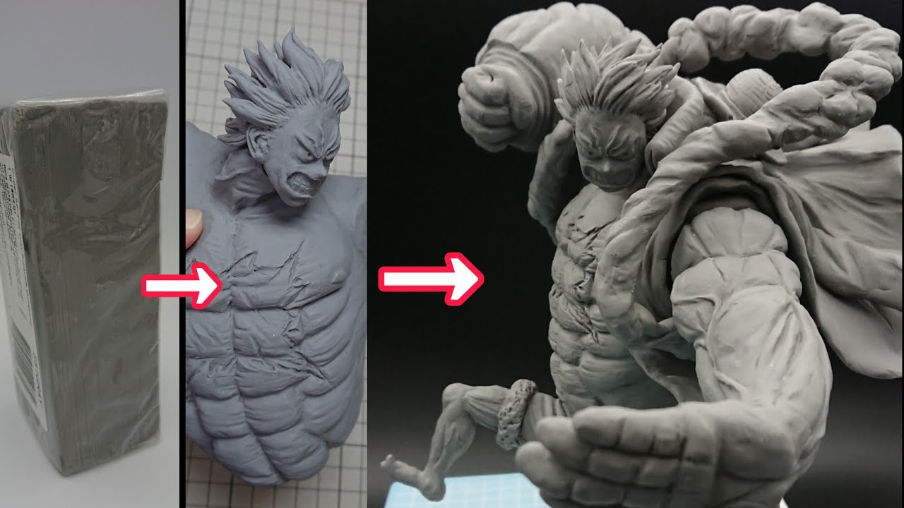ワノ国ver. ルフィ ギア4 バウンドマンのフィギュアを作ってみた【ワンピース】Luffy Gear4 Bounce Man/Sculpting clay figure【ONE PIECE】