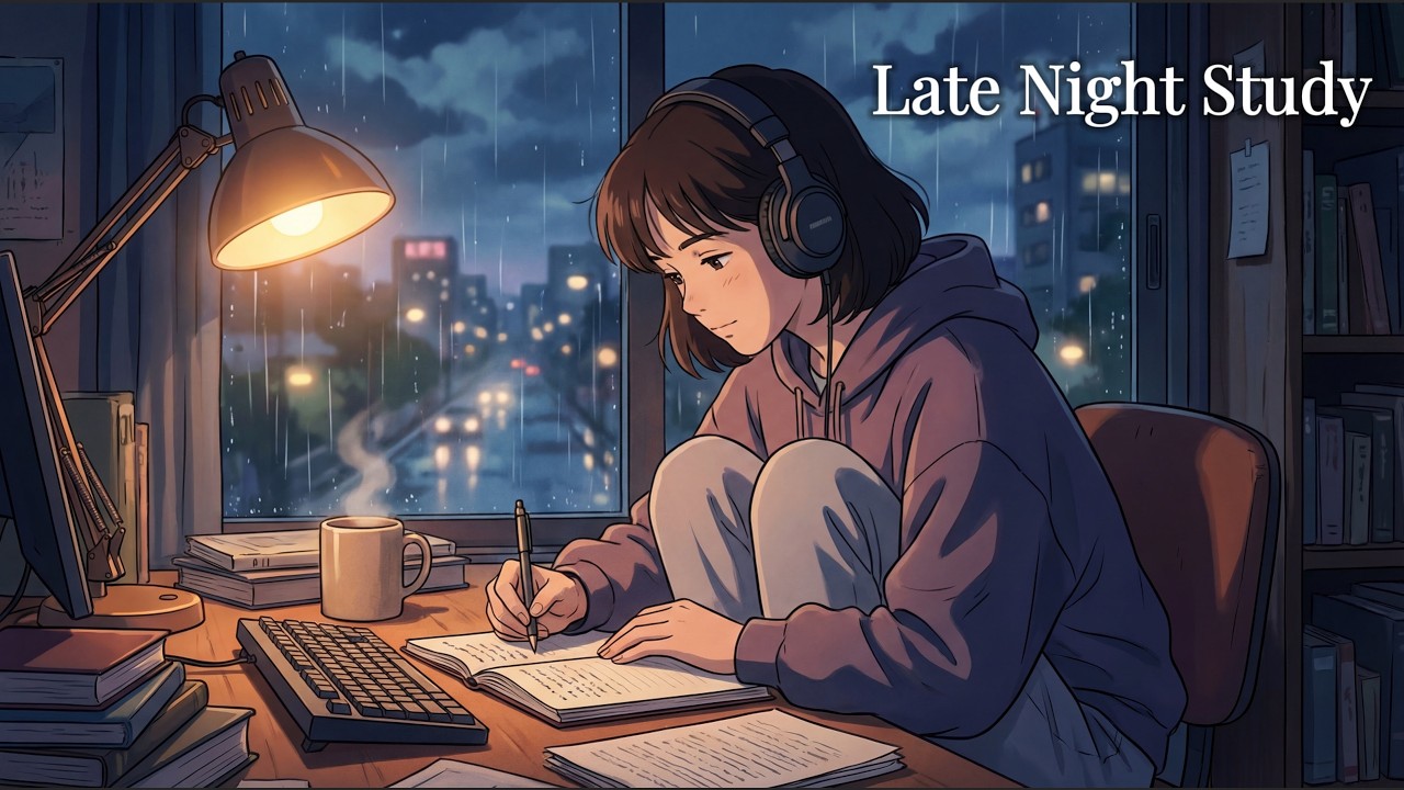 Late Night Jazz LoFi Study Music 🌧 Rainy Room Ambience for Focus (3 Hours)