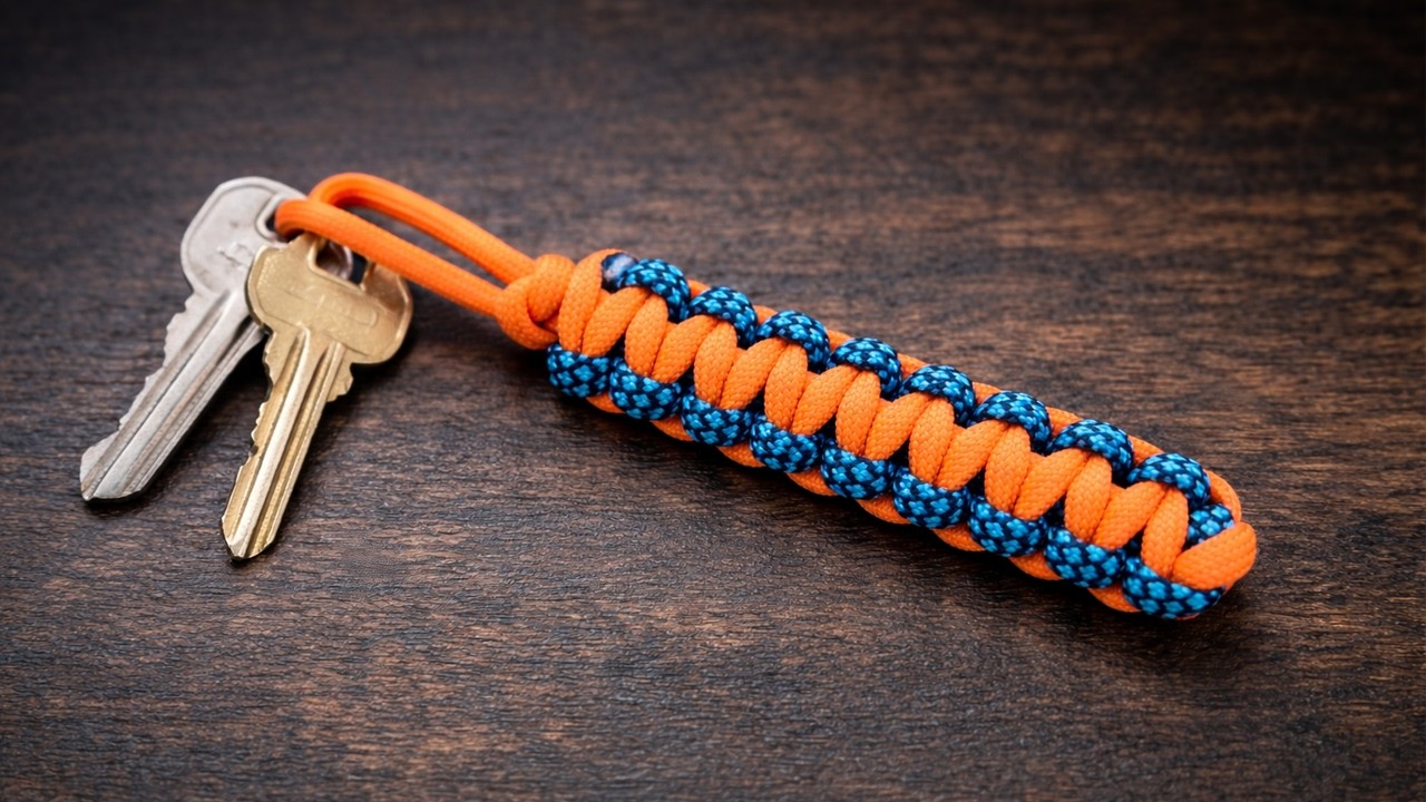 DIY Paracord Cobra Weave Keychain With Keys #paracord #knot #survival #keychain
