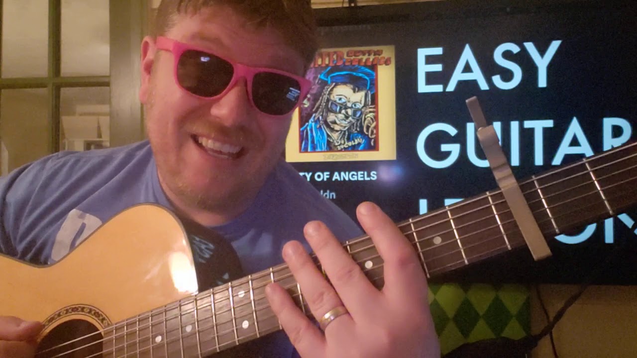 How To Play CITY OF ANGELS 24kGoldn // guitar lesson beginner tutorial easy chords