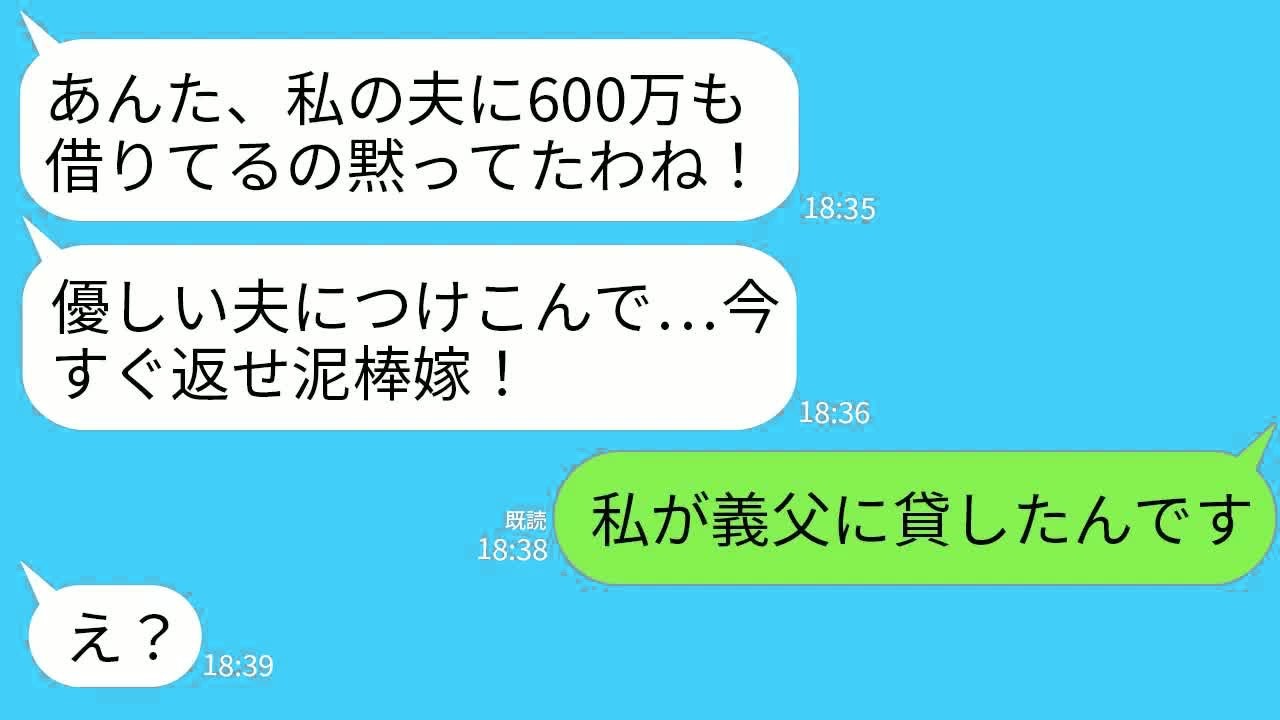 【LINE】義父に私が600万借りていると知った姑が怒りの連絡「さっさと金返せ！借金で旅行とか舐めてんの⁉︎」→勘違いをしているのでどっちが貸してるか教えた結果www