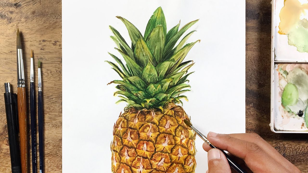 Painting a Realistic Pineapple in Watercolor