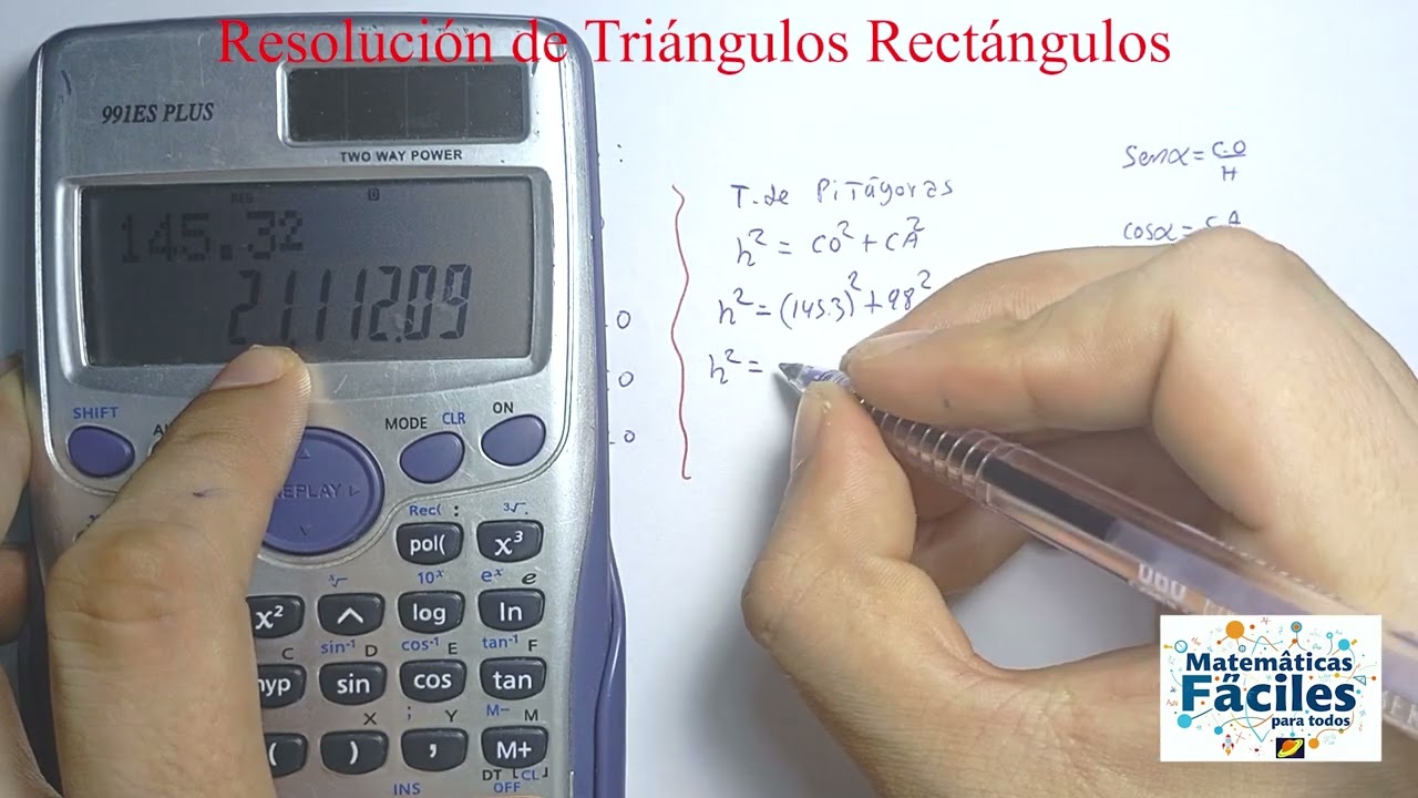 4.14.  Triángulo de 56° y 34° Hallar lados  - Resolución de Triángulos Rectángulos - TRIGONOMETRÍA