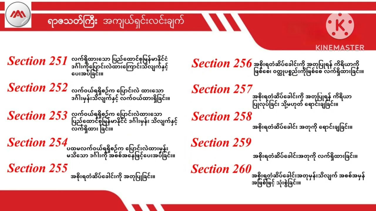 Section 251-260, Penal Code #penalcode #ရာဇသတ်ကြီး 