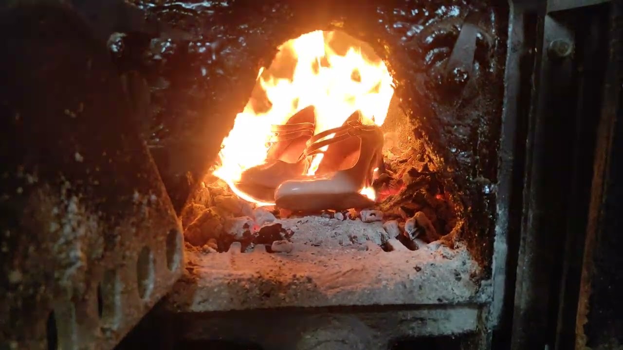 Burning Nude High Heels with a Secret | Slow Fire Destruction