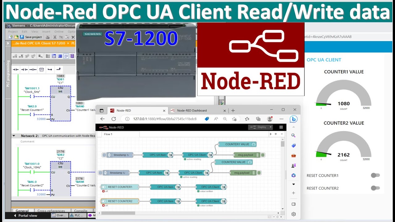 PLC S7-1200 as OPC UA Server and Node-Red as OPC UA Client Read/Write Data