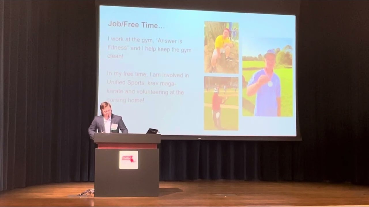 CJ Buckley delivering Self Advocate Keynote Address at 2023 Educators Forum