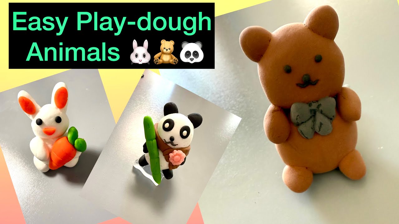 “Fun Play‑Dough Animal Crafts”🐇🐼🧸 #playdohfun #kidsactivities #kidscrafts #sensoryplay 