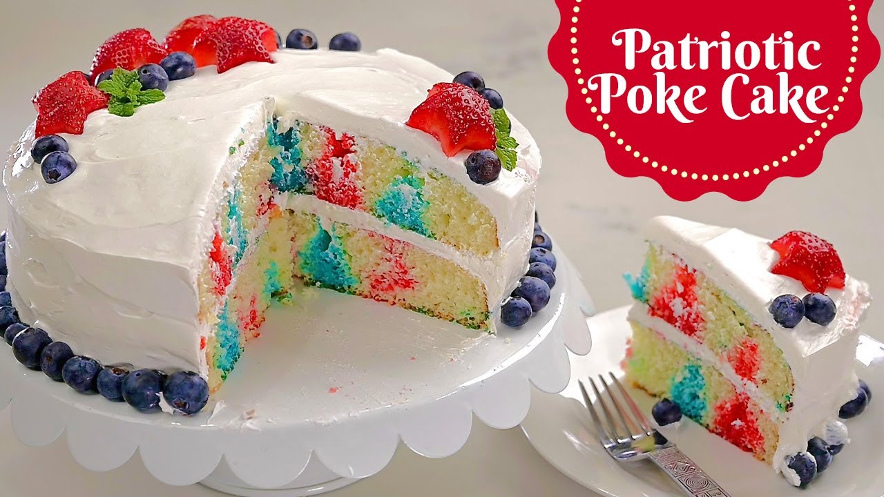 PATRIOTIC POKE CAKE: 4TH OF JULY DESSERT/Red, White & Blue