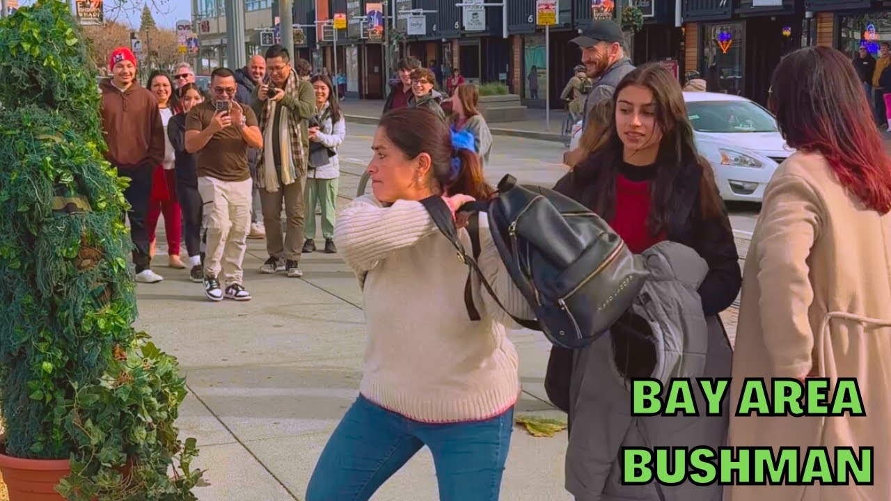 Bushman prank 2025: She was NOT happy and came back for revenge! San Francisco, California.