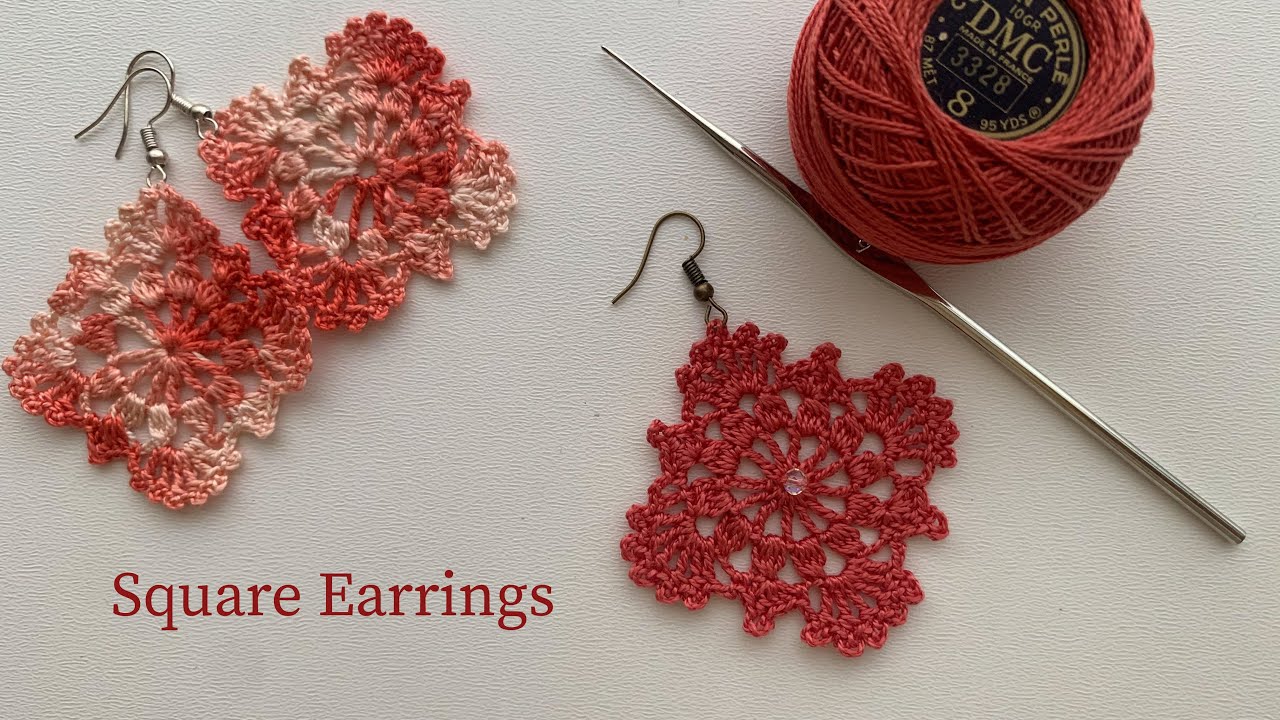 How to crochet square earrings for beginners (no extra materials needed)