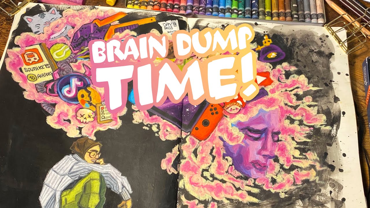 ☕️ SKETCHBOOK SESSION #6 || 🧠💥🗑 Making a Brain Dump Artwork (Oil Pastels + Other stuff)