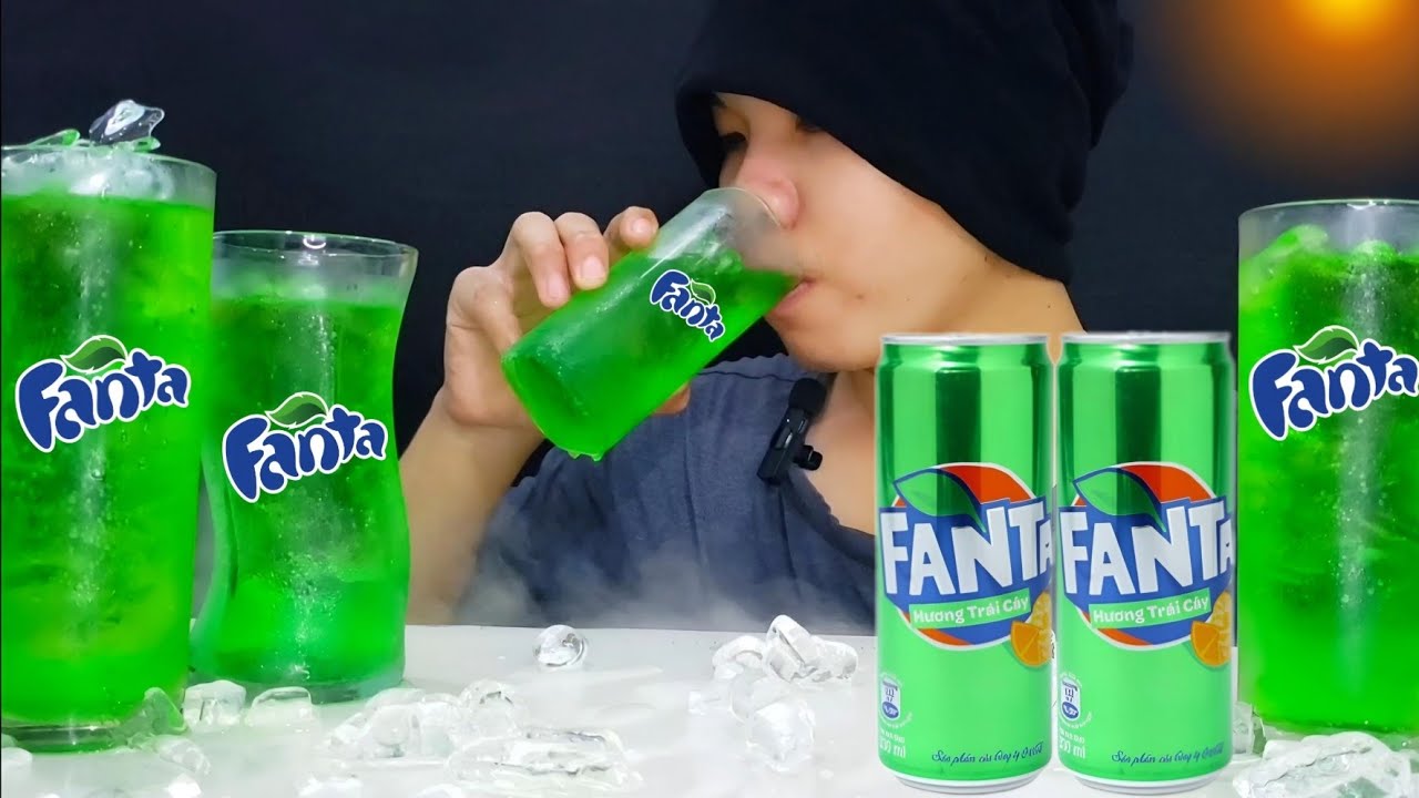 ASMR SOUNDS ♪︎ DRINKING FANTA FRUIT FLAVOR. MUKBANG DRINK ICE . NO TALKING