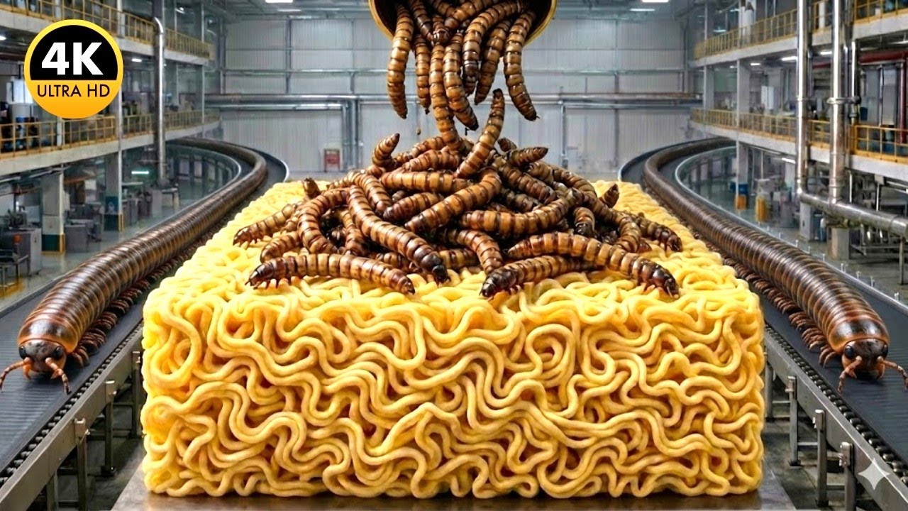 Inside the Modern Noodle Factory: How 5,000,000 PARATHA Are Made from Mealworms #Factoryprocess