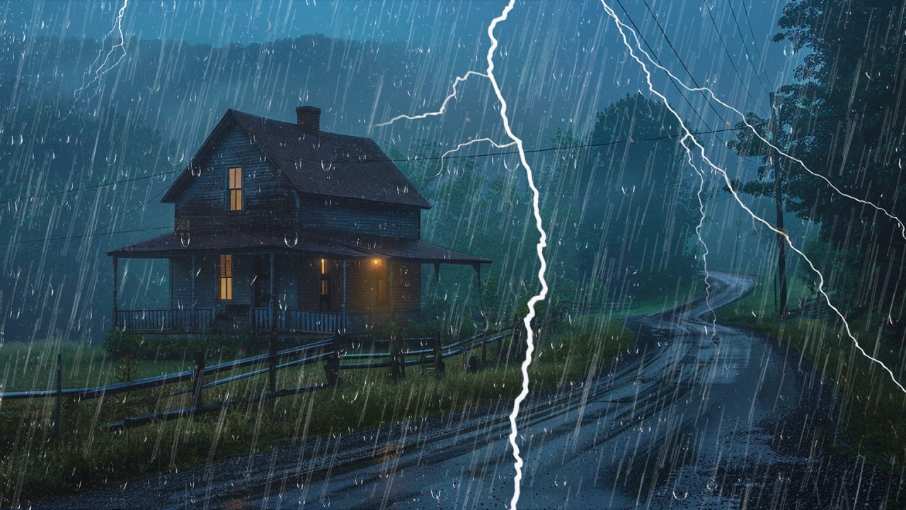Duerme Rápido en 3 Minutos con Lluvia Torrencial y Truenos Poderosos de Noche