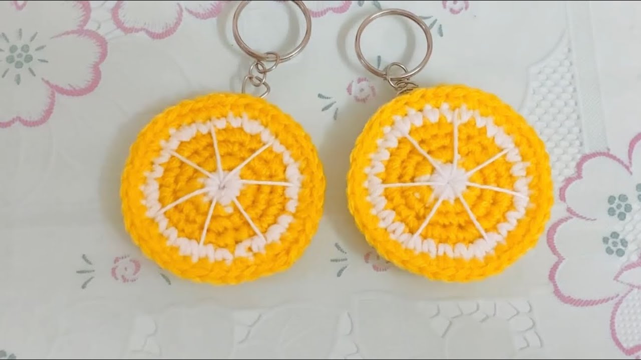 Crochet lemon keychain Crochet orange slice - Móc trái cây móc hoa quả móc lát cam móc lát chanh
