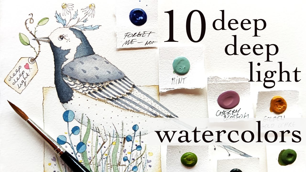 Swatching 10 more Deep Deep Light watercolors! ❤️