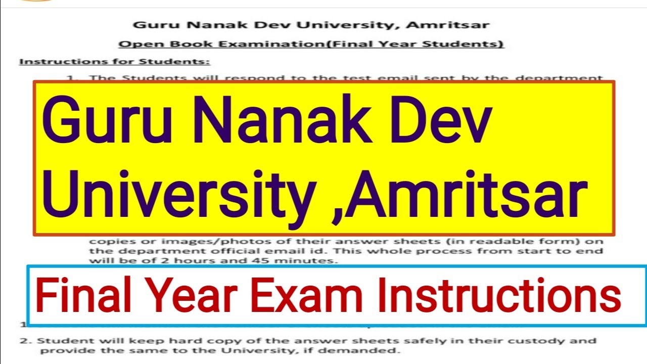 Guru Nanak Dev University, Amritsar Online Exam Instructions||Complete Information 👈 Must Watch 👀