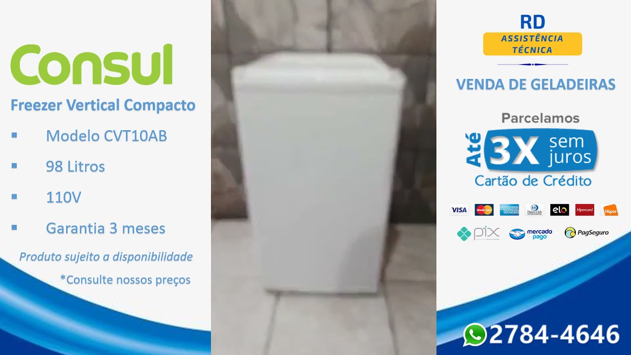 Freezer Vertical Consul Compacto 98 Litros Branco - CVT10B - 110v