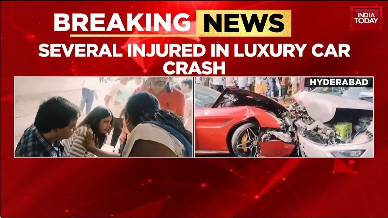 Luxury Car Accident | Speeding Ferrari Rams Into Multiple Vehicles In Jubilee Hills, Hyderabad