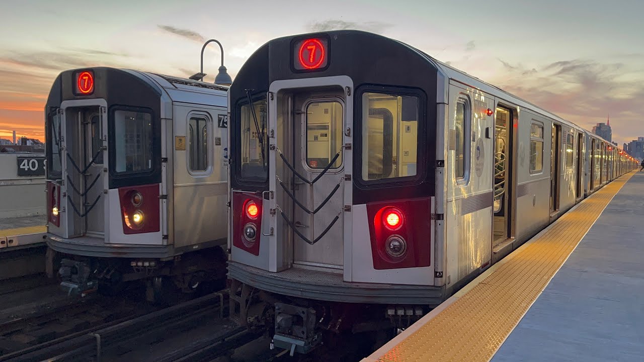 IRT Flushing Line: R188 (7) Local / Express Trains @ 40th Street (Temporary Platform)