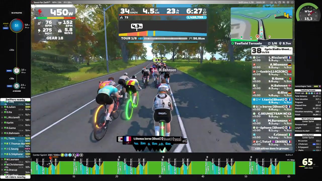 ZWIFT/Cyclo BlaBla Ghost Team/Toefield Tornado/61.5km/2026 03 01
