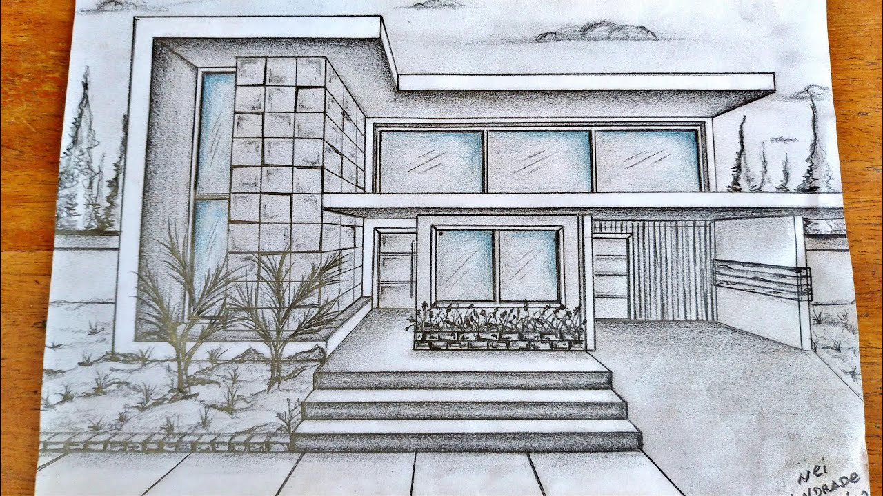 Como Desenhar Casa Arquitet&ocirc;nica com Apenas 01 Ponto de Fuga? Cola aqui