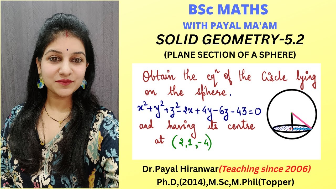 Solid Geometry I Find the equation of the circle lying on the sphere I BSc Maths I RTMNU I Engg Math