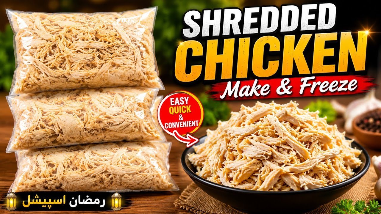 Ramadan Special Shredded Chicken Recipe || Make And Freeze Chicken Recipe #ramadanfood ramadan#4k 