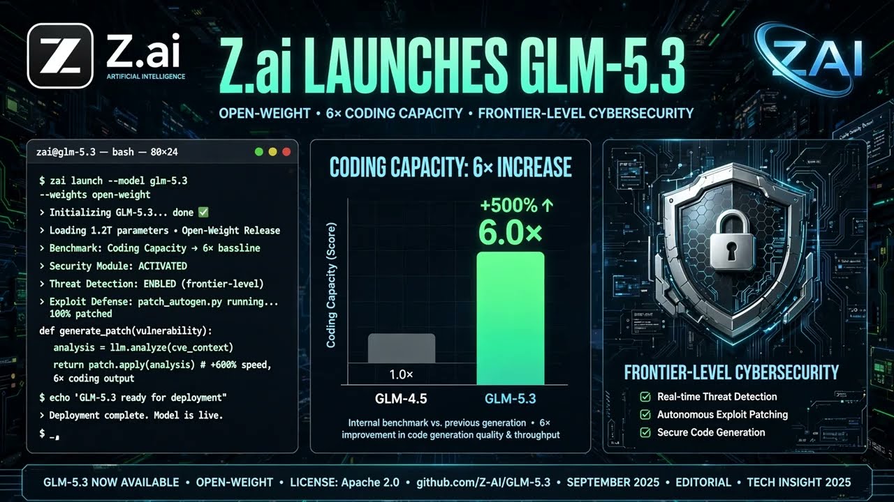 GLM-5.3 от Z.ai: открытая весовая модель для кодинга, кибербезопасность, ИИ, пост-обучение, масшт...