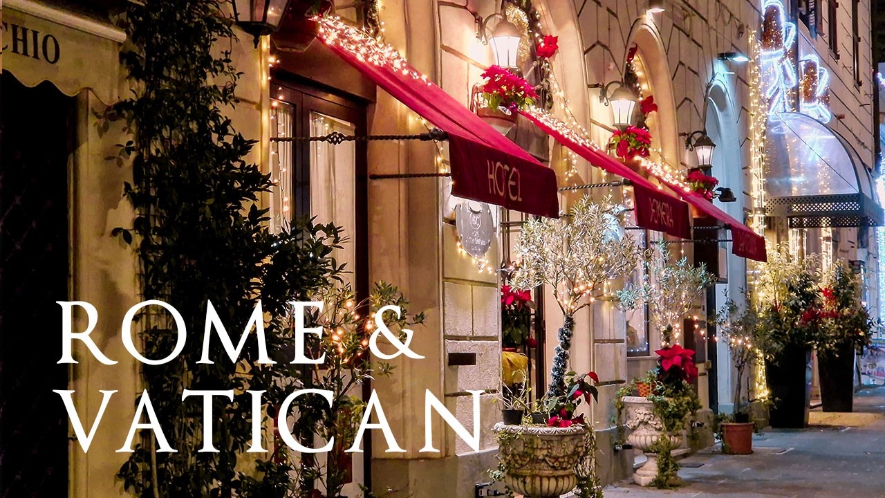 Christmas Time in ROME. Vatican, Ruins, City Walk, Urban ASMR Sounds. Romantic and cosy