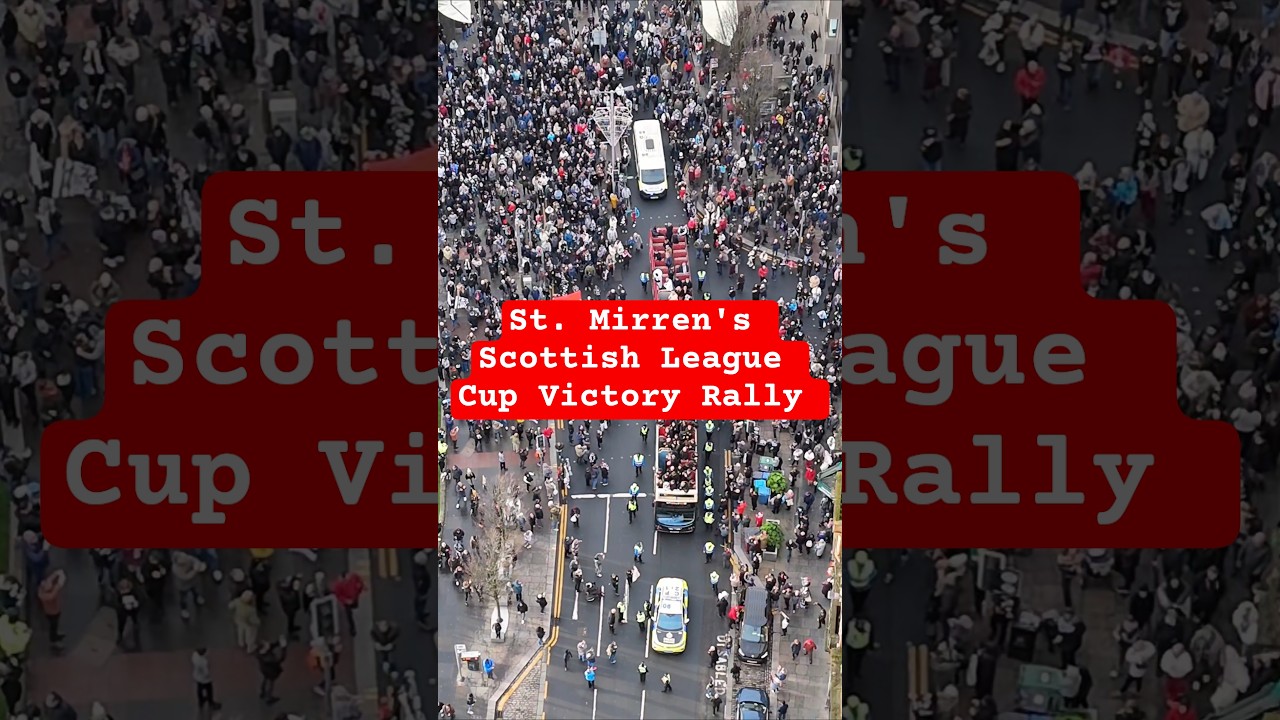 Victory Rally by St. Mirren after winning the Scottish League Cup 2025. 