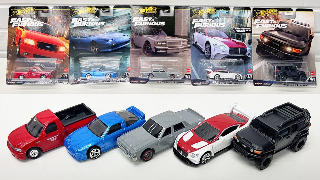 2024 Hot Wheels Fast & Furious Gold - 1987 Chevy Caprice, FJ Cruiser, 180sx, SVT Lightning, Bentley