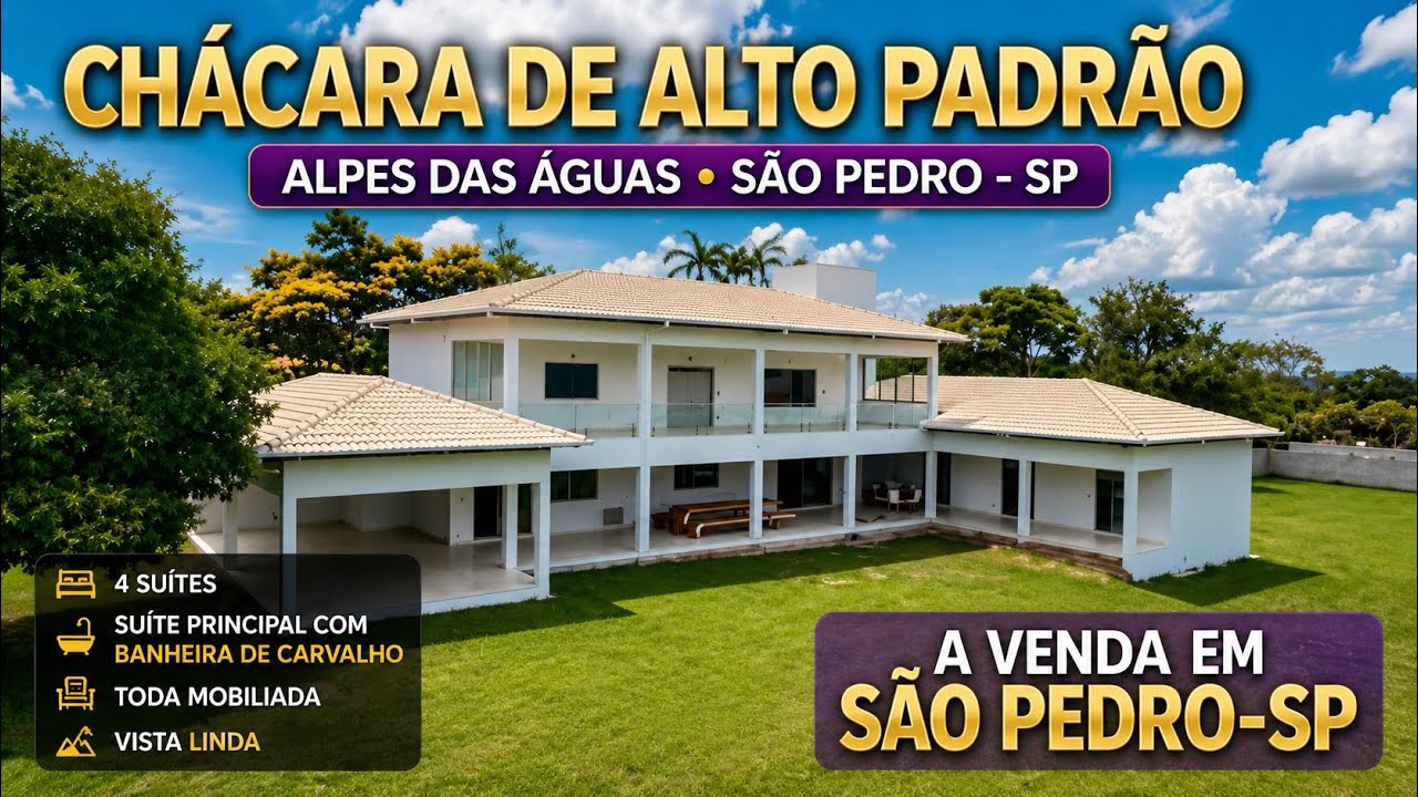 Chácara de Alto Padrão a Venda no Bairro Alpes das Águas em São Pedro (SP)