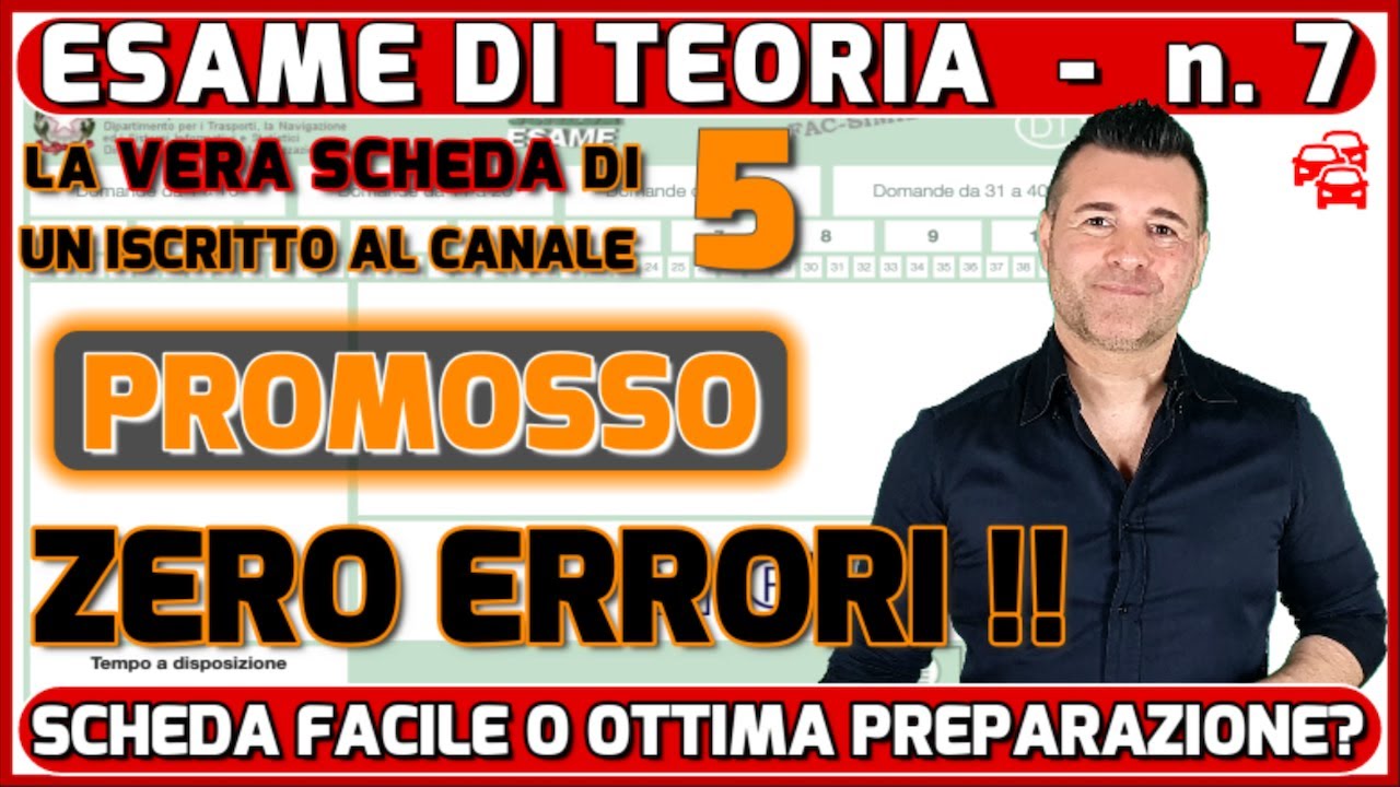 LA VERA SCHEDA D'ESAME DI TEORIA PER IL CONSEGUIMENTO DELLA PATENTE DI UN ISCRITTO AL CANALE - 5