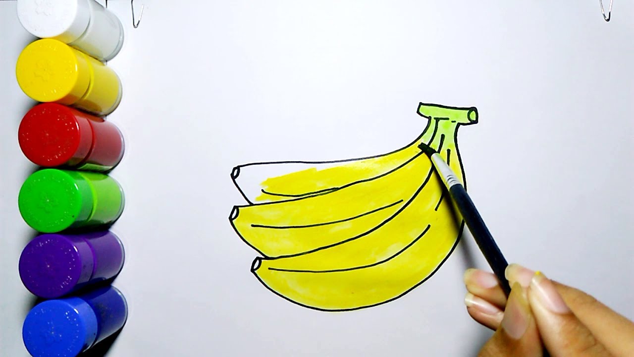 Cara Menggambar Dan Mewarnai Buah Pisang Mudah | how to draw a banana easy