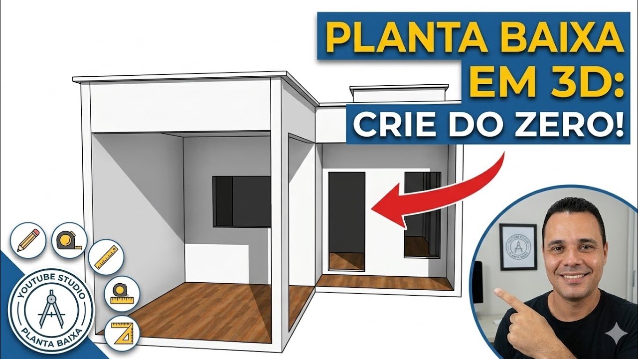 Tutorial de SketchUp finalizado o roda pé parte das esquadrias da janela 