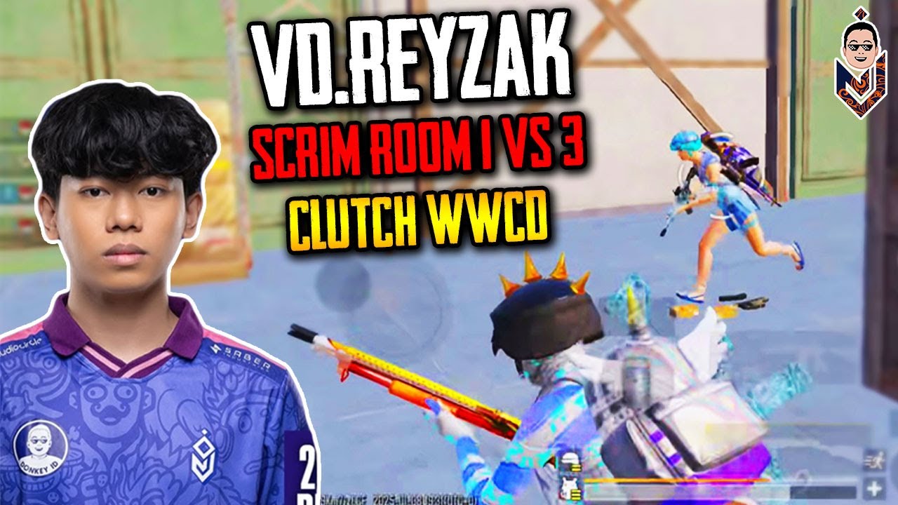 PUBG Mobile indonesia : VD.Reyzak scrim room Gameplay 1 vs 3 clutch solo WWCD